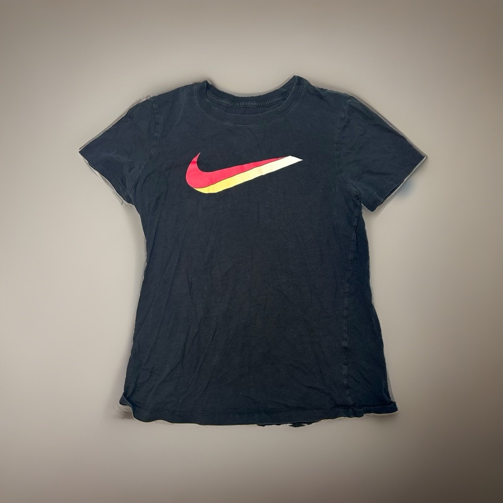 Nike The Nike Tee Womens Small Black Graphic Swoosh Logo Short Sleeve